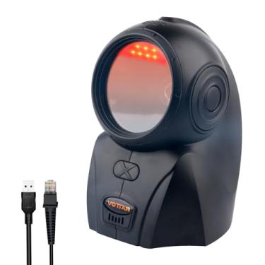 Imagem de VOTTAN Scanner de código de barras omnidirecional automático, leitor de código QR 1D 2D com fio USB, leitor de código de barras de mesa com mãos livres para supermercado, loja de varejo, biblioteca,
