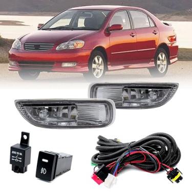 Imagem de LEVANLIGHT Conjunto de faróis de neblina, lâmpadas de neblina, lentes transparentes para Toyota Corolla 2003 2004 com lâmpadas halógenas H3 12V 35W e kit de chicote de fiação 81220-02060 81210-02060