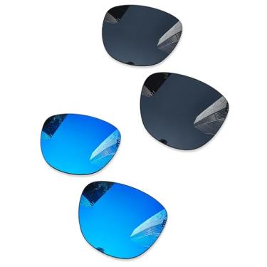 Imagem de Combine8 2 pares de lentes de reposição ploarizadas para óculos de sol Oakley Frogskins OO9013/Frogskins LX OO2043/Frogskins Mix OO9428/Frogskins Range OO9284 - preto + azul gelo