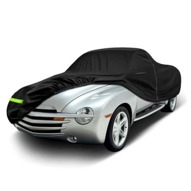 Imagem de Capa de carro clássica antiga à prova d'água compatível com acessórios Chevy SSR 2003-2006, capas de carro pretas 210T para todos os climas com zíper e trava para proteção contra poeira de carro neve