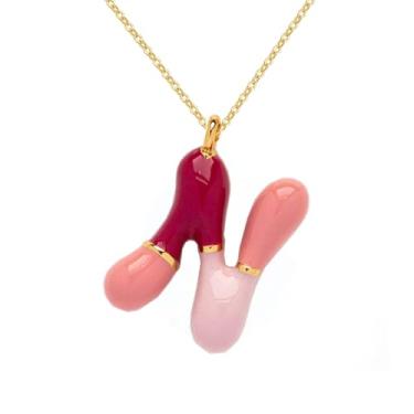 Imagem de Colar com letras de bolhas para mulheres, pingente de letra inicial de balão delicado 26 A-Z alfabeto colorido, moderno, joias de amizade, presentes para namoradas adolescentes, Adjustable, Latão, Sem