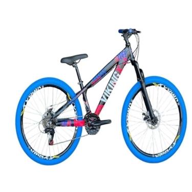 Imagem de Viking Preto Rosa Tuff25/30 Do Grau Cambio Shimano Rodas Vmaxx Pneu Azul