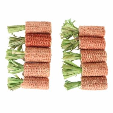 Imagem de 10pcs hamster milho cobra, pequenos brinquedos de animais de animais cuidam de acessórios de madeira de dentes em forma de cenoura Grinding Rabbit Corn Chew Toy para hamster. (Tamanho pequeno verde)