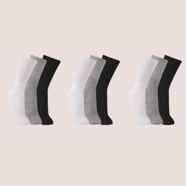 Imagem de Kit 9 Pares Meia Trifil Cano Alto Algodão Unissex, Misto, 39 a 43