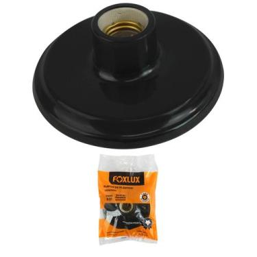 Imagem de Kit 2 Plafon de Plástico Preto Bocal Porcelana E27 Foxlux