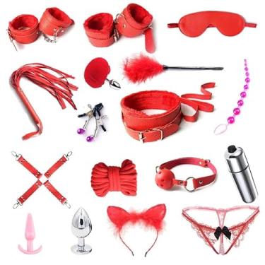 Imagem de LEQC bdsm restrições brinquedos sexuais 17pc bondage restrições conjunto fetiche cama restrições kits, jogo de bola de gangue, vibradores massageadores para casais sexo