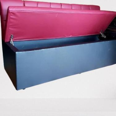 Imagem de POLTRONA BOOTH 1.10m 2 LUGARES COM BAÚ ASSENTO E ENCOSTO VINHO BASE PR