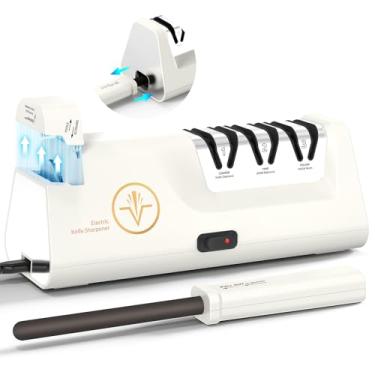 Imagem de Cpckstands Afiadores De Facas Elétricos Profissionais Com Abrasivos De Diamante E Guias Angulares De Precisão, Ranhuras Multifuncionais De 4 Estágios E Uma Haste De Afiador De Facas Oculta, Adequado