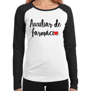 Imagem de Baby Look Raglan Auxiliar de Farmácia por Amor Manga Longa - Foca na M