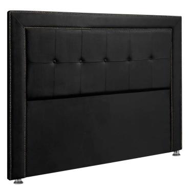 Imagem de Cabeceira Estofada para Cama Box Casal 140cm Ravena Veludo - SOFA STORE Cor:Veludo Preto