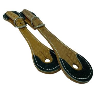 Imagem de Correia para espora couro legítimo bovino universal marrom com preto c