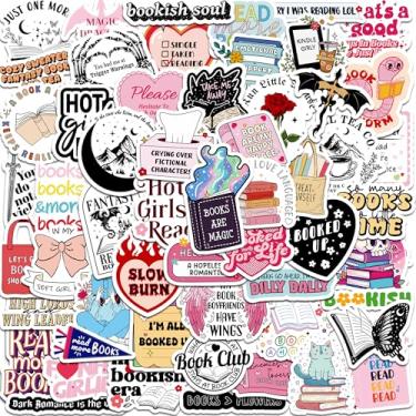 Imagem de 55 peças de adesivos de livros para Kindle, adesivos de leitura de livros para laptops leitores de e-books Booktok garrafas de água diário álbum de recortes à prova d'água (brilhante)