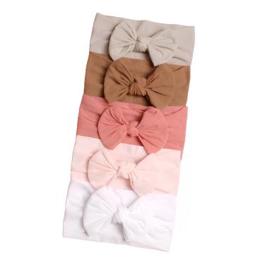 Imagem de Laços de Cabelo Bebê Turbante de Bebê Faixinha Lacinhos de Bebê Kit 5 Unidades