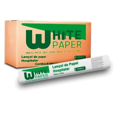 Imagem de Lençol Descartável Papel Hospitalar Maca 50cm x 50m - 6 Rolos White Paper