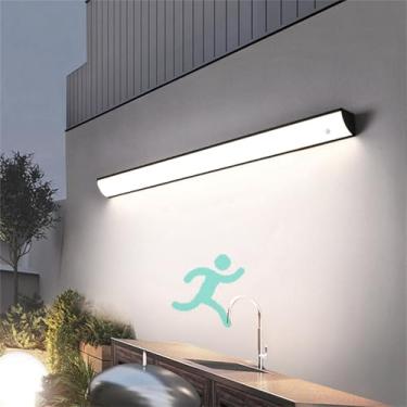 Imagem de Luminária de parede LED para áreas externas, faixa longa, moderna, retangular, IP65, à prova d'água, com sensor de movimento, iluminação de parede, pátio, sala de estar, lâmpada de pátio, lu