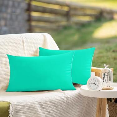 Imagem de WOKANI Capas de almofada lombar à prova d'água 30,5 x 50,8 cm com 2 capas de almofada decorativas para móveis de pátio decoração externa sofá para banco de jardim, varanda, pátio, barraca, sofá