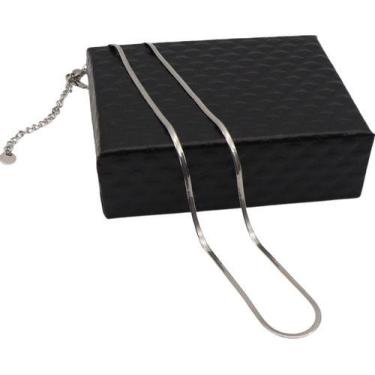 Imagem de Colar Fita Laminada Ajustável Prata Feminino Aço Inoxidável - Nevatto 