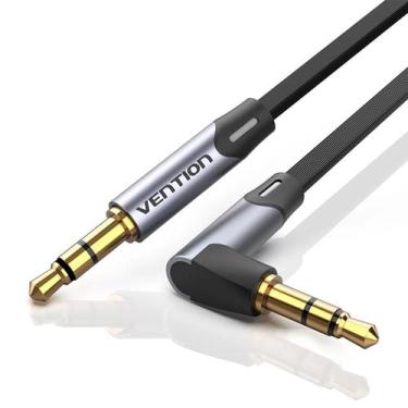 Imagem de Cabo Auxiliar P2 X P2 Macho 90 Banhado Ouro Hifi 50cm 0,5m - VENTION