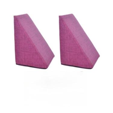 Imagem de Kit 2 Travesseiro Triangular Encosto Espuma Antirefluxo Apoio Costas Anatômico Leitura + Capa Extra(Pink)