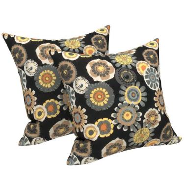 Imagem de Capas de almofada LVTXIII Outdoor 40x40cm, pretas e amarelas, pacote com 2