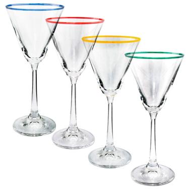 Imagem de Conjunto de Taças para Coquetel Bohemia Praline em Cristal com Filado Colorido 90ml - 4 Peças