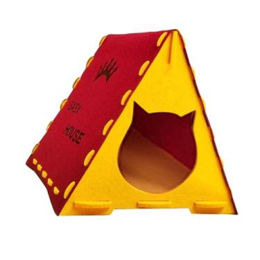 Imagem de IEUDNS Condomínio de cama de gato de gato de feltro confortável (fácil de) de gato de gato interno suprimentos de gato destacável sem derrapagem cama de, Vermelho