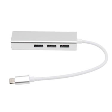 Imagem de Adaptador USB para Ethernet, hub USB C compacto, adaptador de rede Gigabit RJ45, 3 portas USB 3.0 e 1 interface RJ45, 1000 Mbps, para Win XP, 7, 8, 10