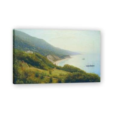 Imagem de Impressões em tela famosas. "At the Crimean Coast" de Lev Lagorio, reproduções de arte clássicas, decoração de parede moderna para sala de estar escritório. Moldura interna de 40 x 65 cm - 15,7 x 25,6