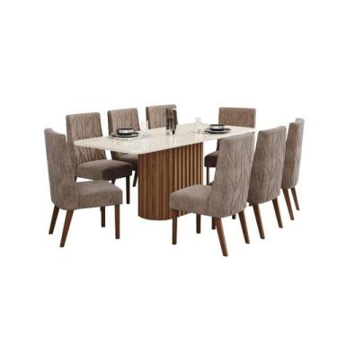 Imagem de Mesa Jantar Solana 200 8 Cadeiras Eloa Cacau - Henn