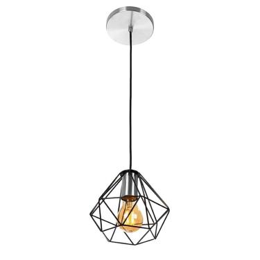 Imagem de Pendente Diamante Aramado Escovado com Preto Fabuloso