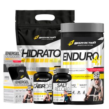 Imagem de Kit Endurance Pedal Bike - ENDURO 4:1 + HIDRATON 1KG + ENERGEL OUTDOORS + SALT RELOAD + CÃIBROFF - Bodyaction (Hidraton Limão, Energel Guarana com Açai)