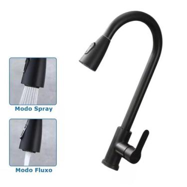 Imagem de Torneira Gourmet Extensível Monocomando para Cozinha Preta - Moreira i