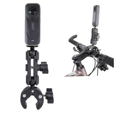 Imagem de PellKing Suporte de câmera de motocicleta para Insta360 X5/X4/X3/X2,360 Rotação de metal Suporte de braçadeira de câmera de ação com rosca 1/4 para guidão de bicicleta, para Insta360 One Go 3, X3/X2/X