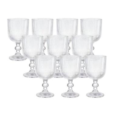 Imagem de Jogo 10 Taça de Vidro Transparente Canelada 380ml Em Casa Tem - EmCasa