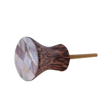 Imagem de Puxador de Madrepérola Retangular com Madeira para Portas Moveis e Decoração com Acabamento Elegante Moderno e Sofistico