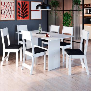 Imagem de Mesa De Jantar 6 Lugares Caribe Branco/preto10082.2 - Indékes