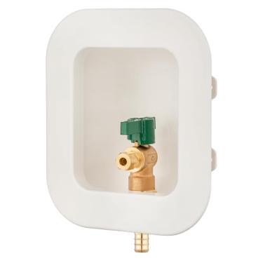 Imagem de (1 pacote) Lidertik 1/5.1 cm Crimp PEX-B Válvula de tomada de máquina de gelo pré-montada 1/10.2 cm Caixa de parede de linha de água de geladeira embutida com válvula de desligamento LI-ZBQH-520-LK