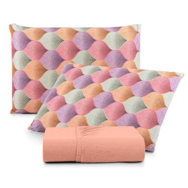 Imagem de Jogo De Lençol Casal Queen De Elástico Malha Algodão 3 Peças - Bella L