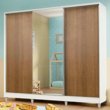 Imagem de Guarda Roupa Infantil 3Pts De Correr Espelho Branco/rustic