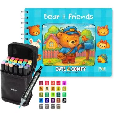 Imagem de Kit Completo Para Colorir Livro Estilo Bobbie Goods Capa Dura Azul Esp