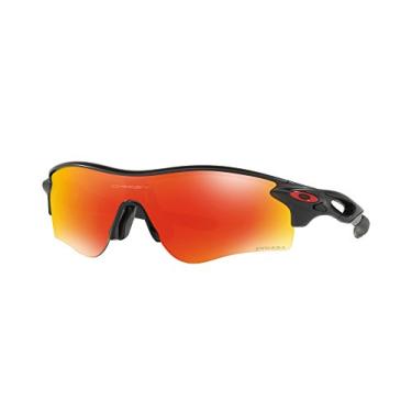Imagem de Óculos de Sol Oakley Masculino OO9206 Radarlock Path Low Bridge Fit Retangulares, Tinta Preta Fosca/Prizm Ruby, 38 mm
