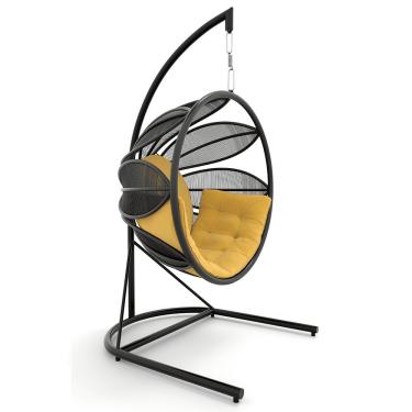 Imagem de Balanço Flor Em Corda Náutica Preto Lisato Mostarda