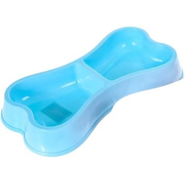 Imagem de Comedouro Osso Duplo 24x13x3,5cm 150ml Azul