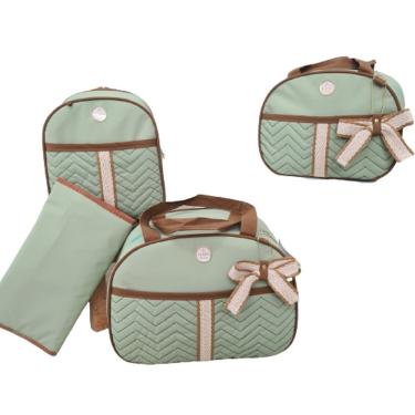 Imagem de Bolsa Maternidade Bebê Kit 4peças Trocador Verde Impermeável