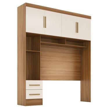 Imagem de Módulo Closet Smart Aéreo Com Criado 2 Gavetas Com Maleiro Cinamomo/off White