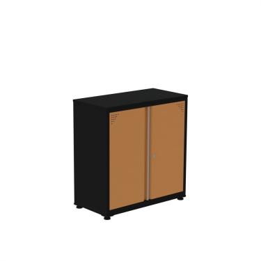 Imagem de Armário De Aço Para Escritório 2 Portas Ap406sl Preto/laranja Picasso