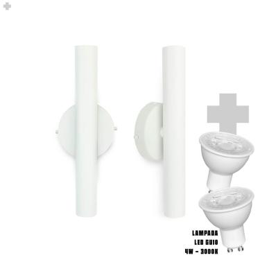 Imagem de Kit 2 Arandela De Parede Slim Palito - Branco + Led Gu10