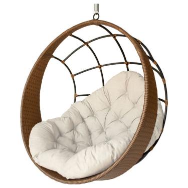 Imagem de Cadeira Balanço Ninho Suspenso De Fibra Almofada Impermeável Argila/branco