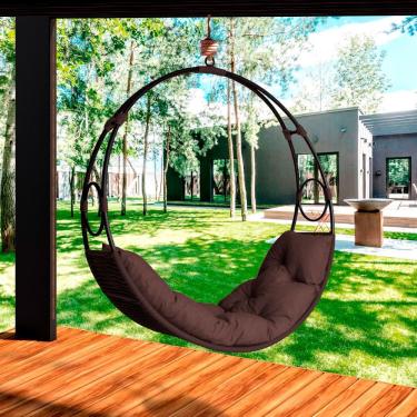 Imagem de Cadeira Balanço Suspenso Lua Em Corda Náutica Marrom/marrom