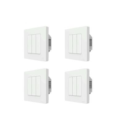 Imagem de GaoLeAve Smart ZigBee Interruptor de cortina com anel estrela para persiana de rolo cortinas elétricas motor cego Alexa/óculos controle remoto doméstico - branco 4 peças